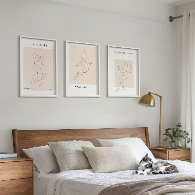 Zestaw 3 obrazów do salonu Sylwetki kobiet minimalizm poster