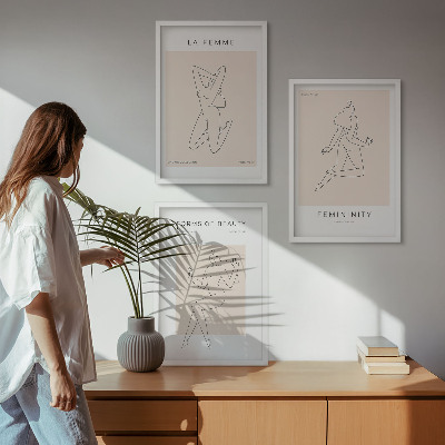 Zestaw 3 obrazów do salonu Sylwetki kobiet minimalizm poster