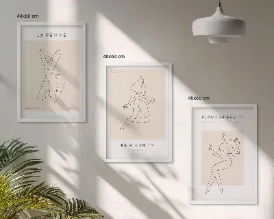 Zestaw 3 obrazów do salonu minimalistyczne sylwetki kobiet