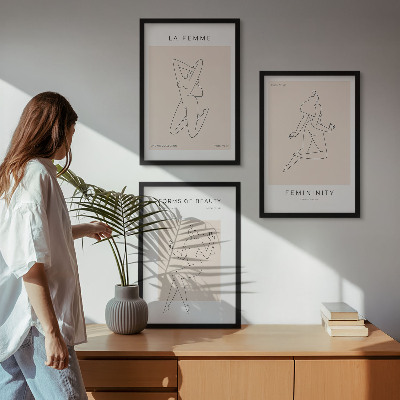Zestaw 3 obrazów do salonu Sylwetki kobiet minimalizm poster