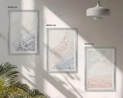 Zestaw obrazów do salonu abstrakcyjne fale na tekturze w pastelowych barwach