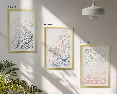Zestaw obrazów do salonu abstrakcyjne fale na tekturze w pastelowych barwach