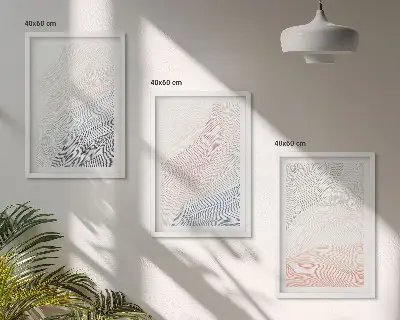 Zestaw obrazów do salonu abstrakcyjne fale na tekturze w pastelowych barwach