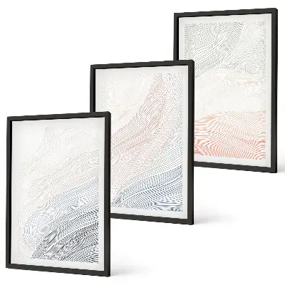 Zestaw obrazów do salonu abstrakcyjne fale na tekturze w pastelowych barwach