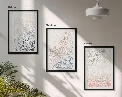 Zestaw obrazów do salonu abstrakcyjne fale na tekturze w pastelowych barwach