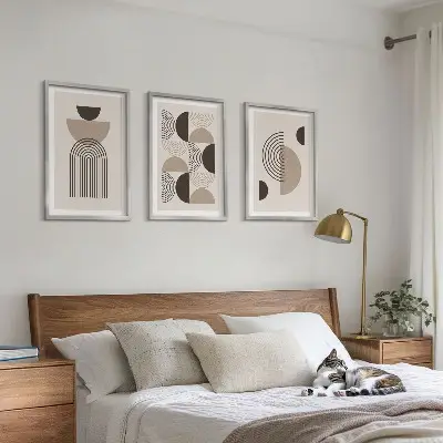 Kompozycja obrazów na ścianę abstrakcyjne wzory w stylu minimalistycznym