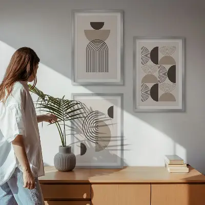 Kompozycja obrazów na ścianę abstrakcyjne wzory w stylu minimalistycznym