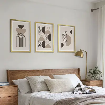 Kompozycja obrazów na ścianę abstrakcyjne wzory w stylu minimalistycznym
