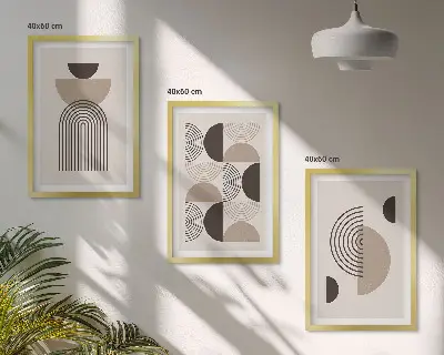 Kompozycja obrazów na ścianę abstrakcyjne wzory w stylu minimalistycznym