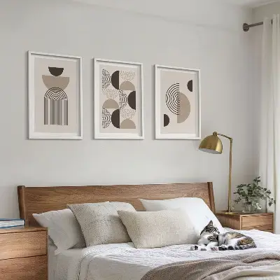Kompozycja obrazów na ścianę abstrakcyjne wzory w stylu minimalistycznym