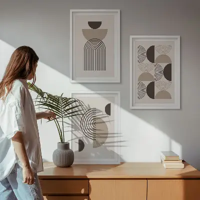 Kompozycja obrazów na ścianę abstrakcyjne wzory w stylu minimalistycznym