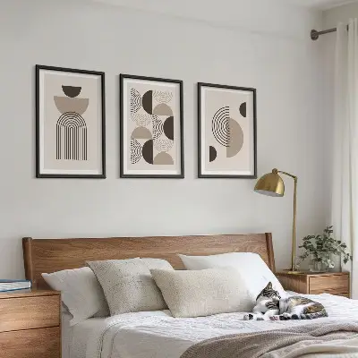 Kompozycja obrazów na ścianę abstrakcyjne wzory w stylu minimalistycznym