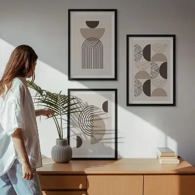 Kompozycja obrazów na ścianę abstrakcyjne wzory w stylu minimalistycznym