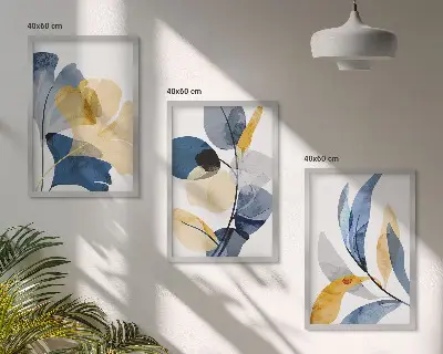 Zestaw obrazów do salonu roślinne motywy akwarelowe