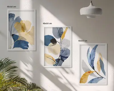 Zestaw obrazów do salonu roślinne motywy akwarelowe