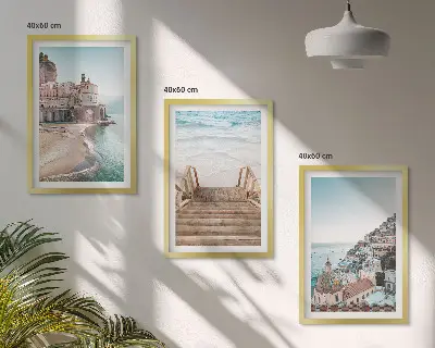 Zestaw obrazów do salonu letnie pastelowe widoki z plażą