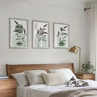 Zestaw 3 obrazów do salonu Roślinne kompozycje boho