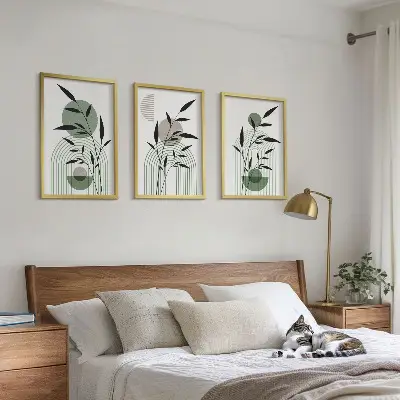 Zestaw 3 obrazów do salonu Roślinne kompozycje boho