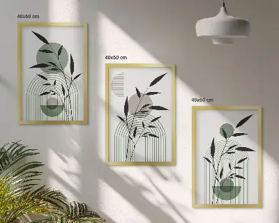 Zestaw 3 obrazów do salonu Roślinne kompozycje boho
