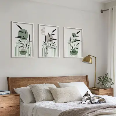 Zestaw 3 obrazów do salonu Roślinne kompozycje boho