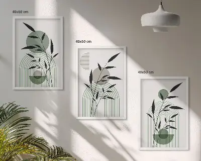 Zestaw 3 obrazów do salonu Roślinne kompozycje boho