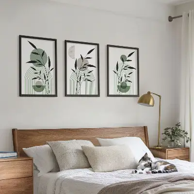 Zestaw 3 obrazów do salonu Roślinne kompozycje boho