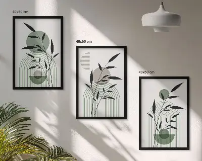 Zestaw 3 obrazów do salonu Roślinne kompozycje boho