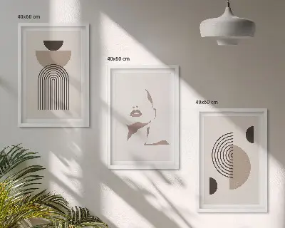 Zestaw obrazów do salonu abstrakcyjne formy i twarz