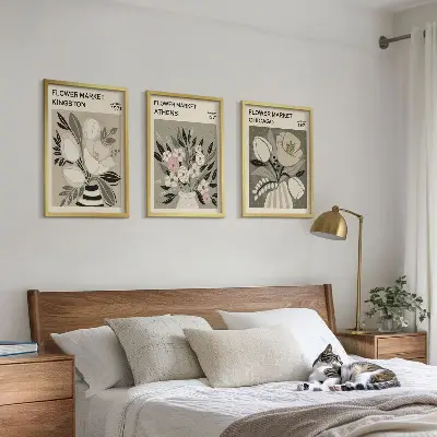 Kwiatowe kompozycje retro zestaw 3 obrazów do salonu