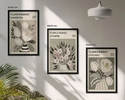 Kwiatowe kompozycje retro zestaw 3 obrazów do salonu