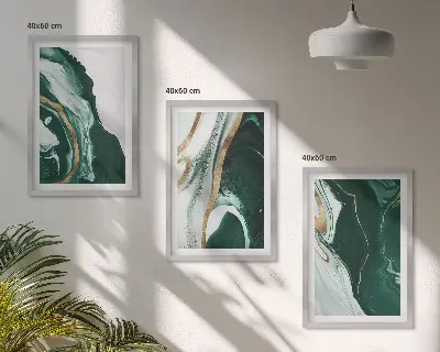 Zestaw obrazów do salonu abstrakcyjne wzory w odcieniach zieleni