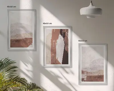 Zestaw 3 obrazów do salonu abstrakcyjne wzory w odcieniach brązu i beżu
