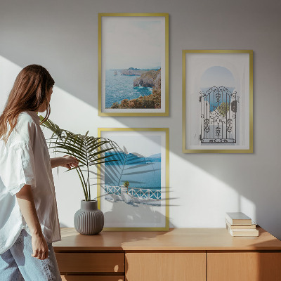 Kompozycja obrazów na ścianę Morze architektura Grecji