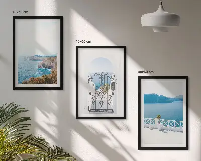 Kompozycja obrazów na ścianę morze i architektura Grecji