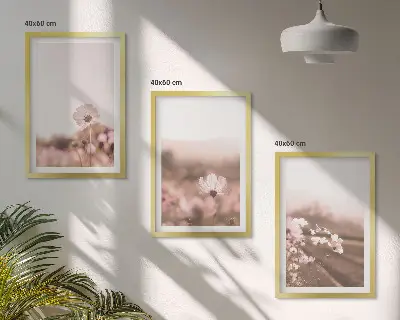 Polne kwiaty łąki lato pejzaże zestaw 3 obrazów do salonu