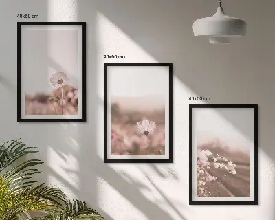 Polne kwiaty łąki lato pejzaże zestaw 3 obrazów do salonu