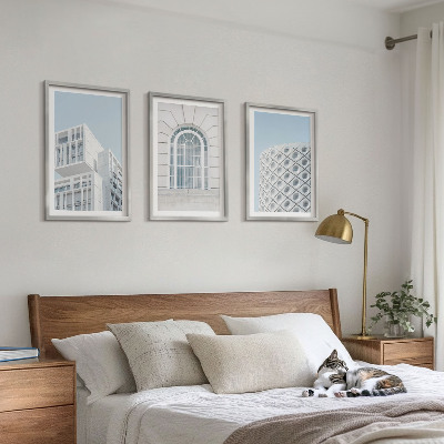 Kompozycja obrazów na ścianę Nowoczesna architektura geometria