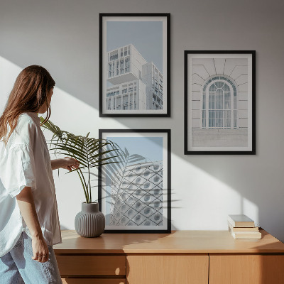 Kompozycja obrazów na ścianę Nowoczesna architektura geometria