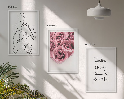 Zestaw 3 obrazów do salonu Rodzina line-art bukiety róż