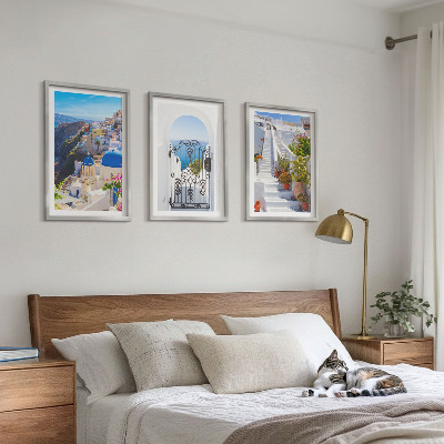 Kompozycja obrazów na ścianę Santorini architektura Oia