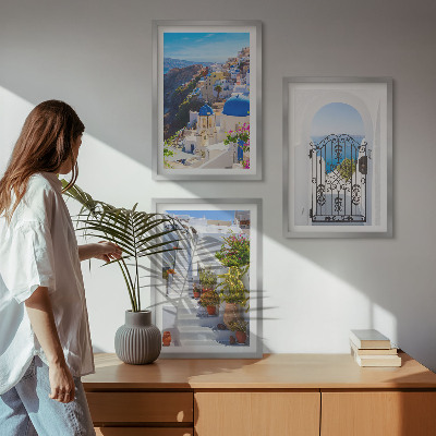 Kompozycja obrazów na ścianę Santorini architektura Oia