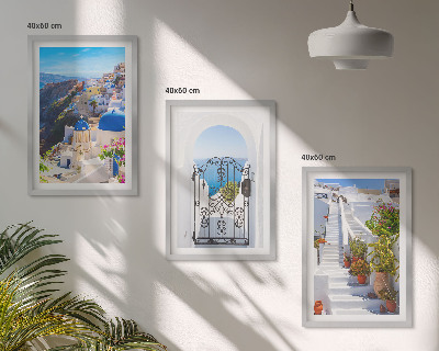 Kompozycja obrazów na ścianę Santorini architektura Oia