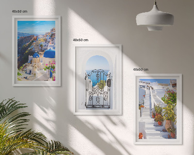 Kompozycja obrazów na ścianę Santorini architektura Oia