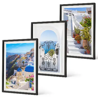 Kompozycja obrazów na ścianę architektura z Santorini w Oia