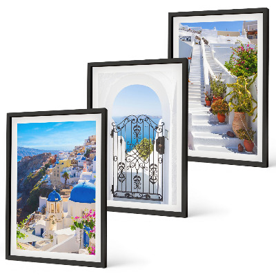 Kompozycja obrazów na ścianę Santorini architektura Oia