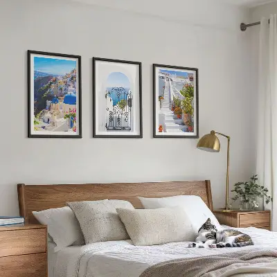 Kompozycja obrazów na ścianę architektura z Santorini w Oia