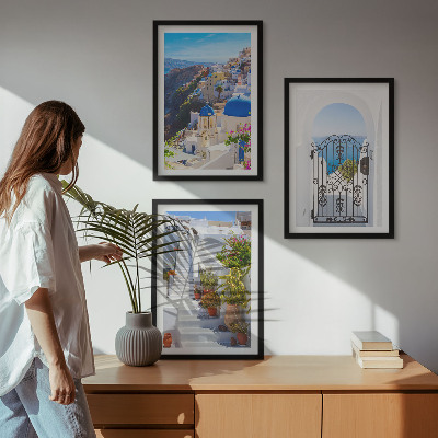 Kompozycja obrazów na ścianę Santorini architektura Oia