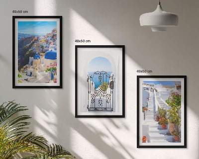 Kompozycja obrazów na ścianę Santorini architektura Oia