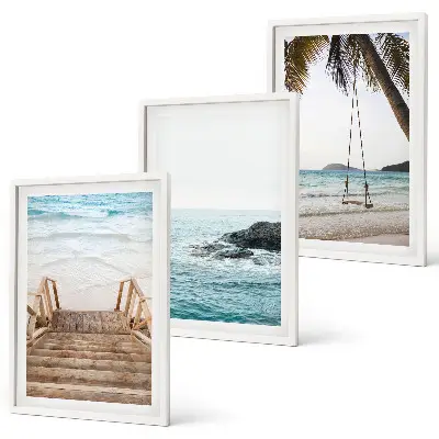 Zestaw obrazów do salonu Schody plaża morze huśtawka