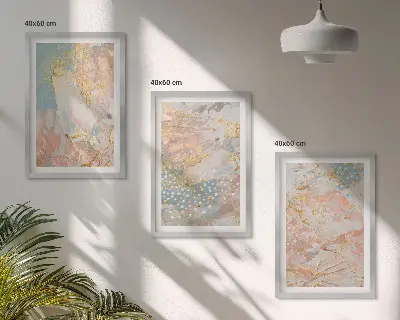 Zestaw obrazów do salonu abstrakcyjne pastelowe wzory